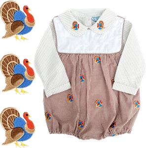 Gingham and White Turkey Applique Bubble