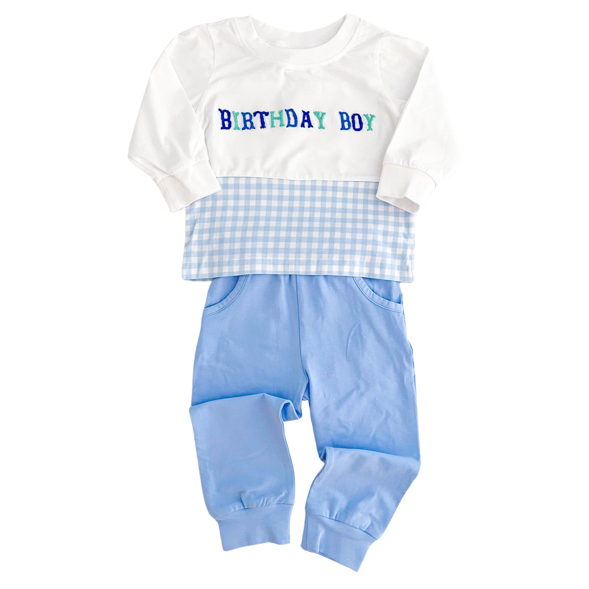 Birthday Boy Gingham Pant Set