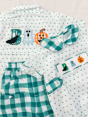 BOO Gingham and Swiss Dot Fishing Short Set