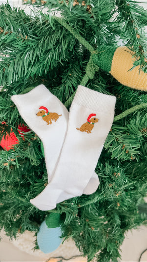 Santa Puppy Socks
