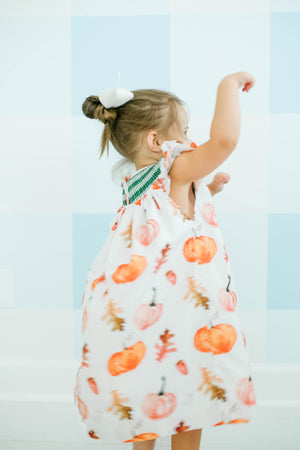 Gingham Watercolor Pumpkin Dress