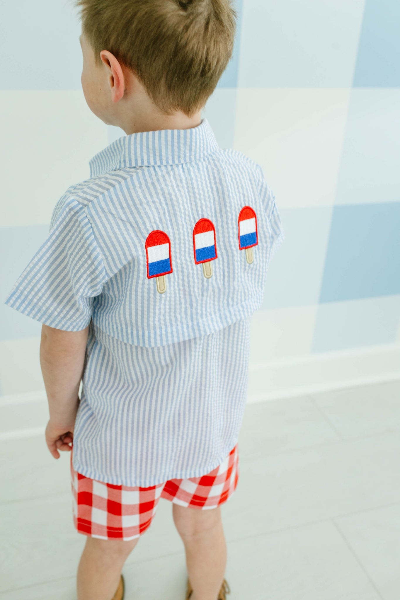 Applique Popsicle Patriotic Fishing Short Set