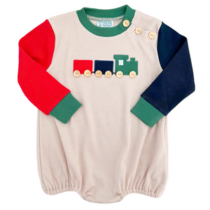 Christmas Train Color Block Sweater Bubble