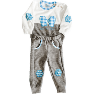 HAND STITCHED FONT Snow Day Jogger Set