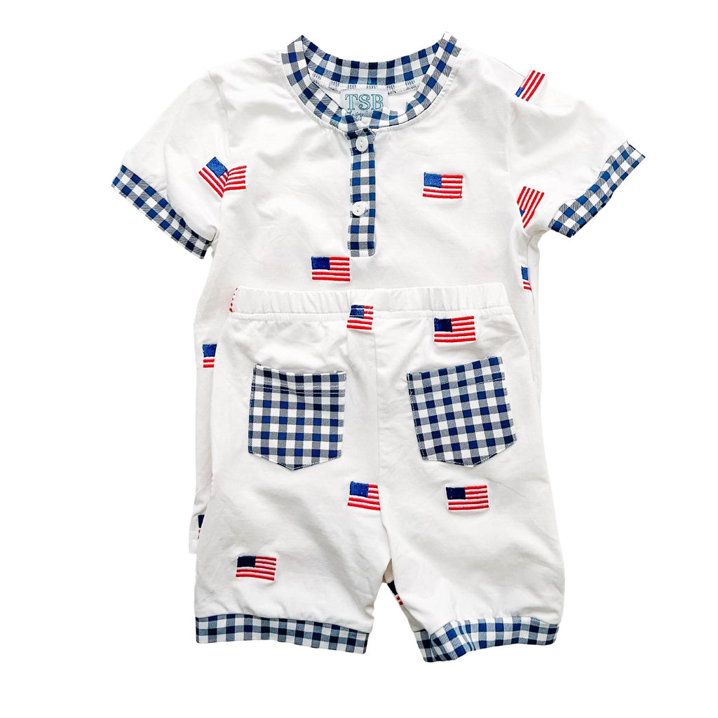 American Flag Pajama Short Set