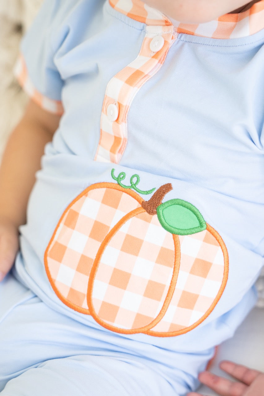 Gingham Pumpkin Short Pajama Set