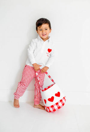 Mama's Boy Red Gingham Valentine Pant Set