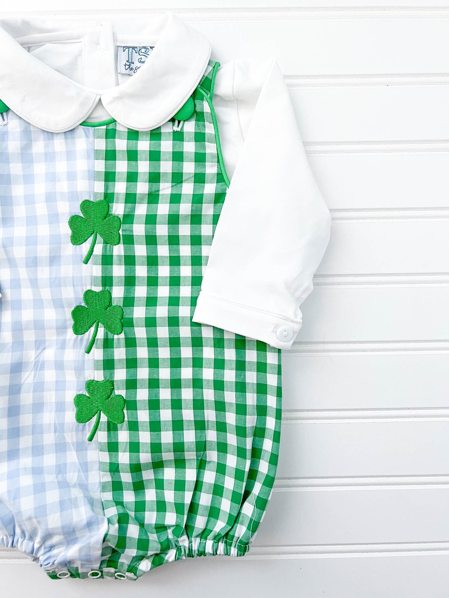 Gingham Clover Bubble with Long Sleeve Polo