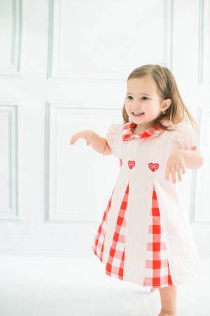 Girl's Pleated Valentine Heart Dress