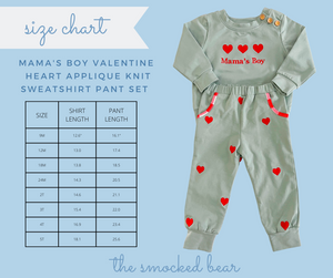 Mama's Boy Valentine Heart Applique Knit Sweatshirt Pant Set