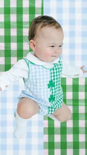 Gingham Clover Bubble with Long Sleeve Polo